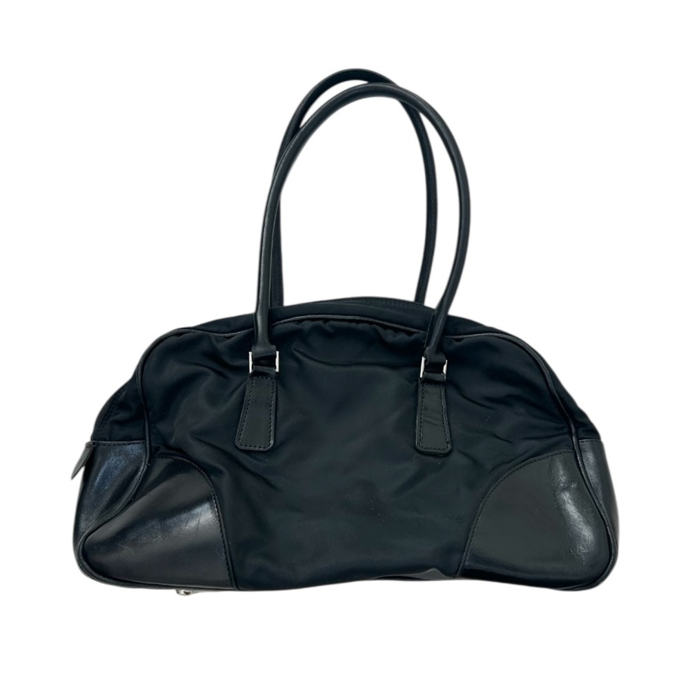 Vintage Roots Nylon Leather Black Leather Handbag